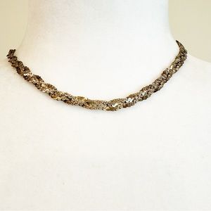 Vintage Flat Braid Chain Sterling Silver 925 Necklace